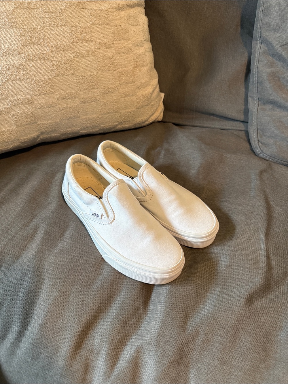 Vans Classic Slip-On Canvas Sneakers in White